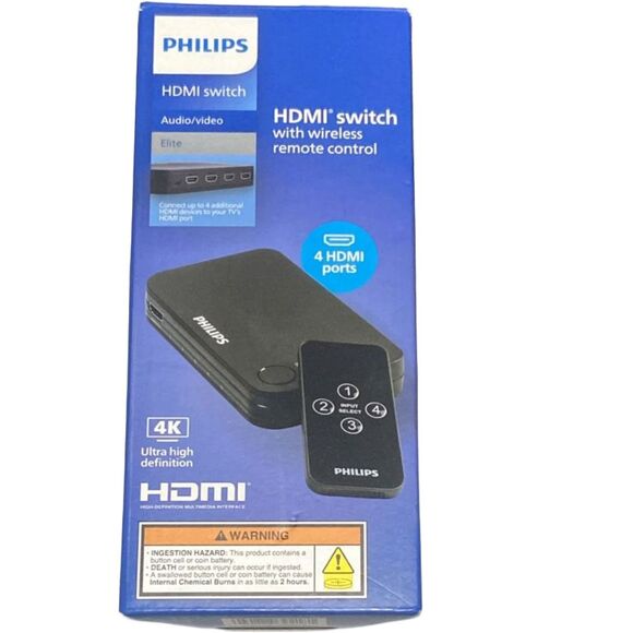 Philips 4‑Port HDMI Switch 4K Ultra HD HDR with Wireless IR Remote Elite - Picture 3 of 7